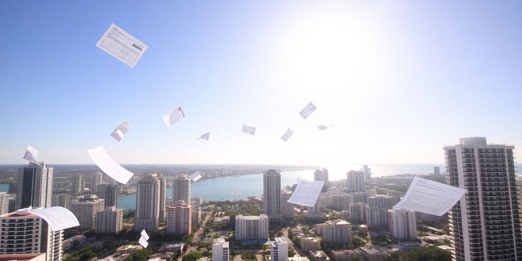 Miami skyline with tax documents