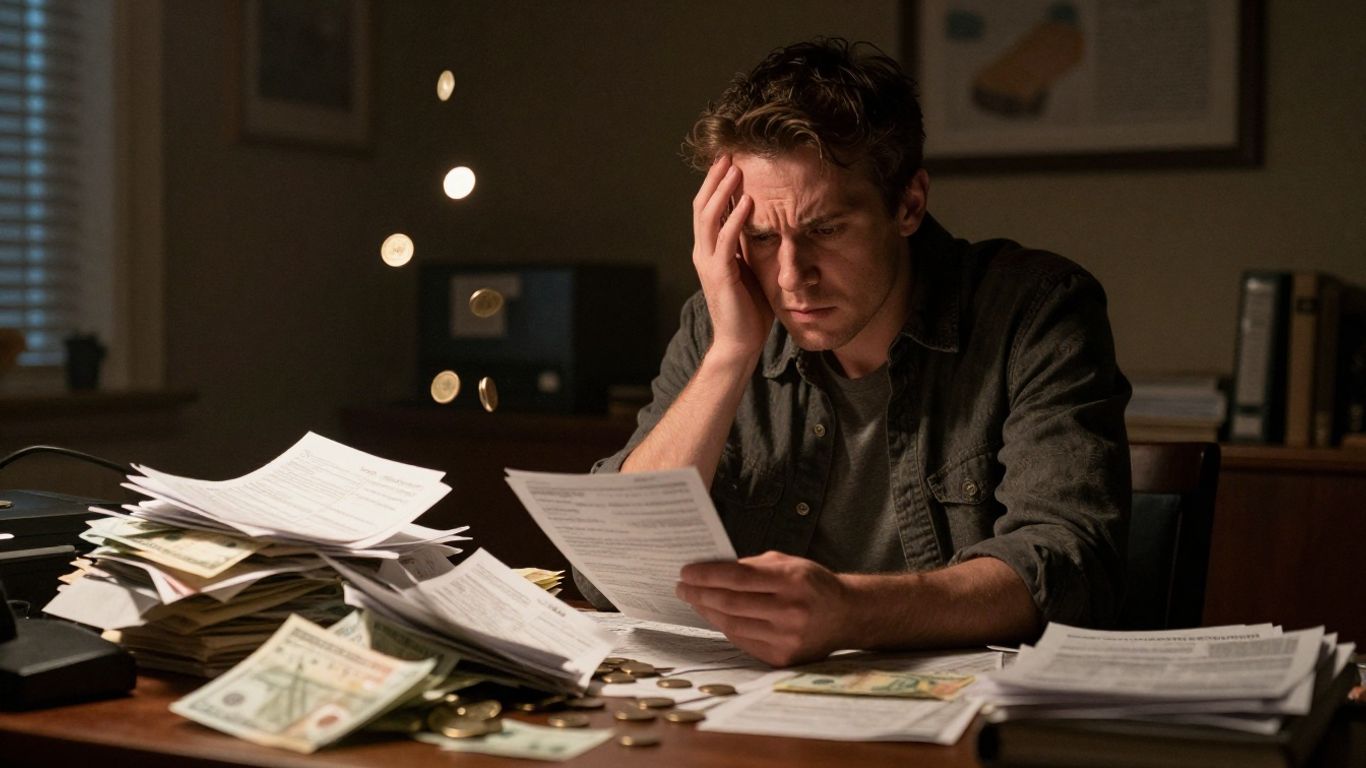 Small business owner stressed about cash flow problems.